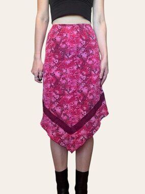 Xhilaration y2k vintage hot pink snake print pointed hem skirt - Medium